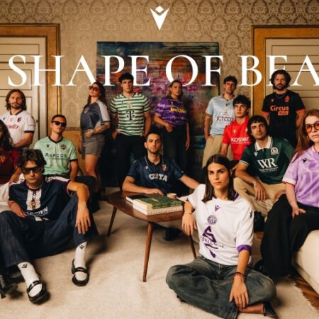 La maglia away del Bologna tra le protagoniste della campagna di Macron "The Shape of Beauty"
